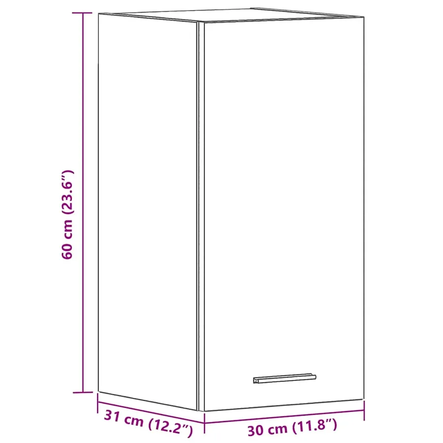 Armoire suspendue en chêne noir 30x31x60 cm bois d'ingénierie - 13