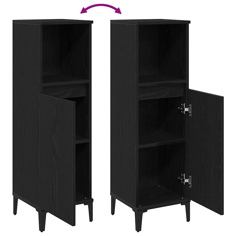 Cabinet de salle de bain avec porte Chêne noir 30 x 30 x 100 cm - 11