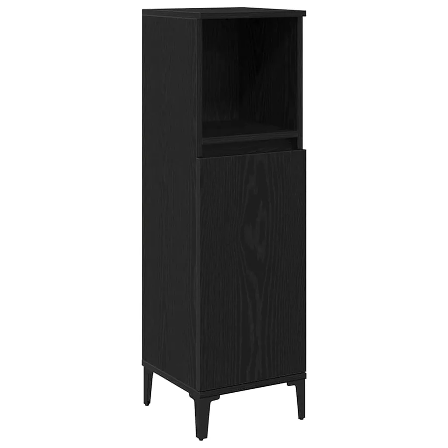 Cabinet de salle de bain avec porte Chêne noir 30 x 30 x 100 cm - 2