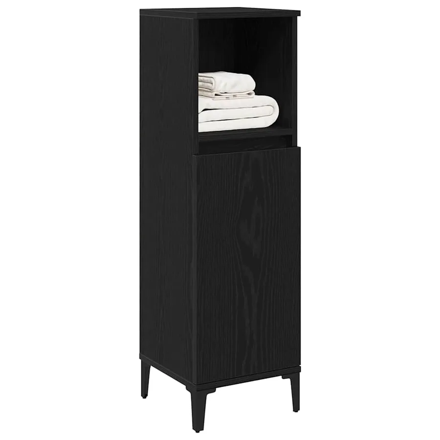 Cabinet de salle de bain avec porte Chêne noir 30 x 30 x 100 cm - 3