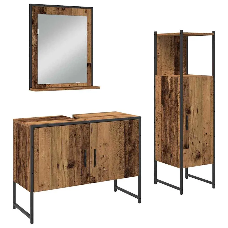 Ensemble de mobilier de salle de bain avec étagère 3 pcs Marron - 2