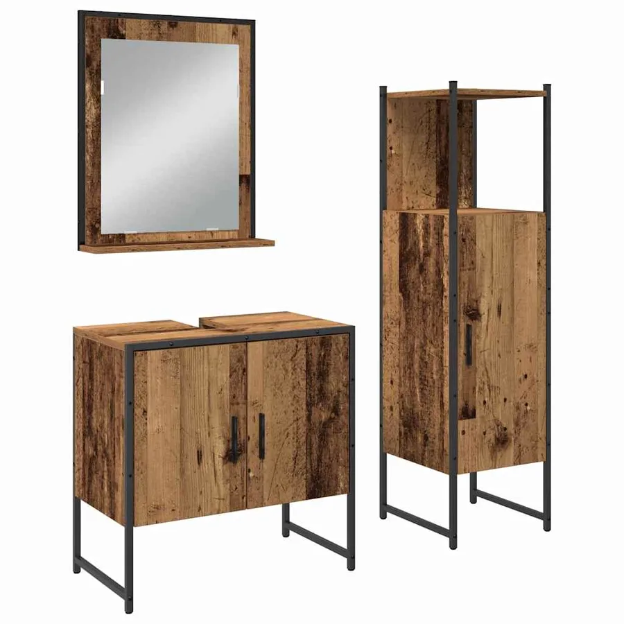 Ensemble de mobilier de salle de bain avec étagère 3 pcs Marron - 2