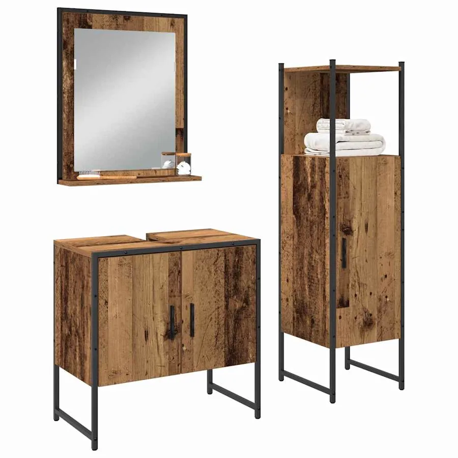 Ensemble de mobilier de salle de bain avec étagère 3 pcs Marron - 3
