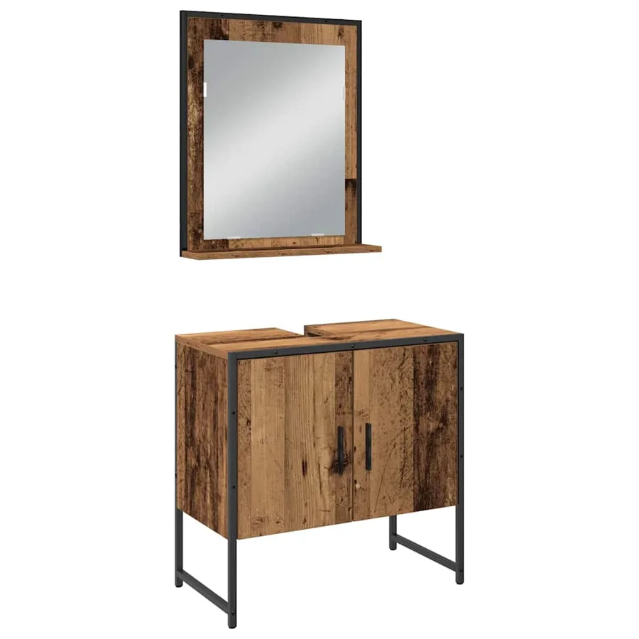 Ensemble de mobilier de salle de bain avec étagère 3 pcs Marron - 5