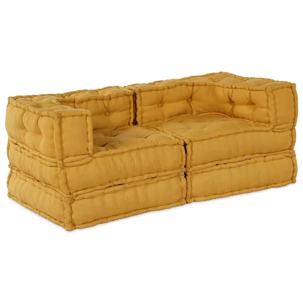 Unité de canapé modulaire 2 pcs Jaune 140 x 70 x 56 cm Tissu