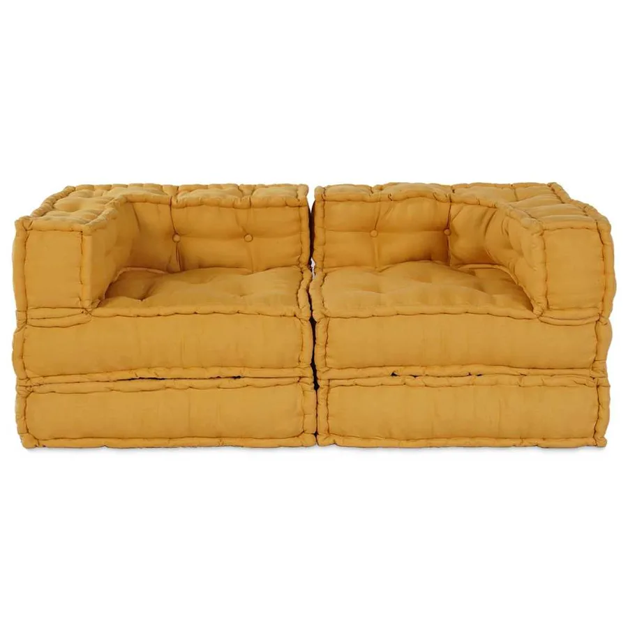 Unité de canapé modulaire 2 pcs Jaune 140 x 70 x 56 cm Tissu - 8