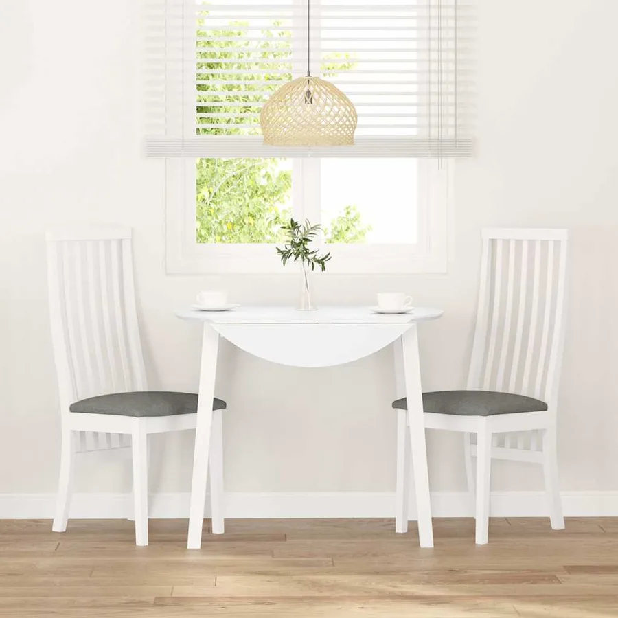 Chaises à manger coussins 2 pcs blanc bois massif caoutchouc - 3