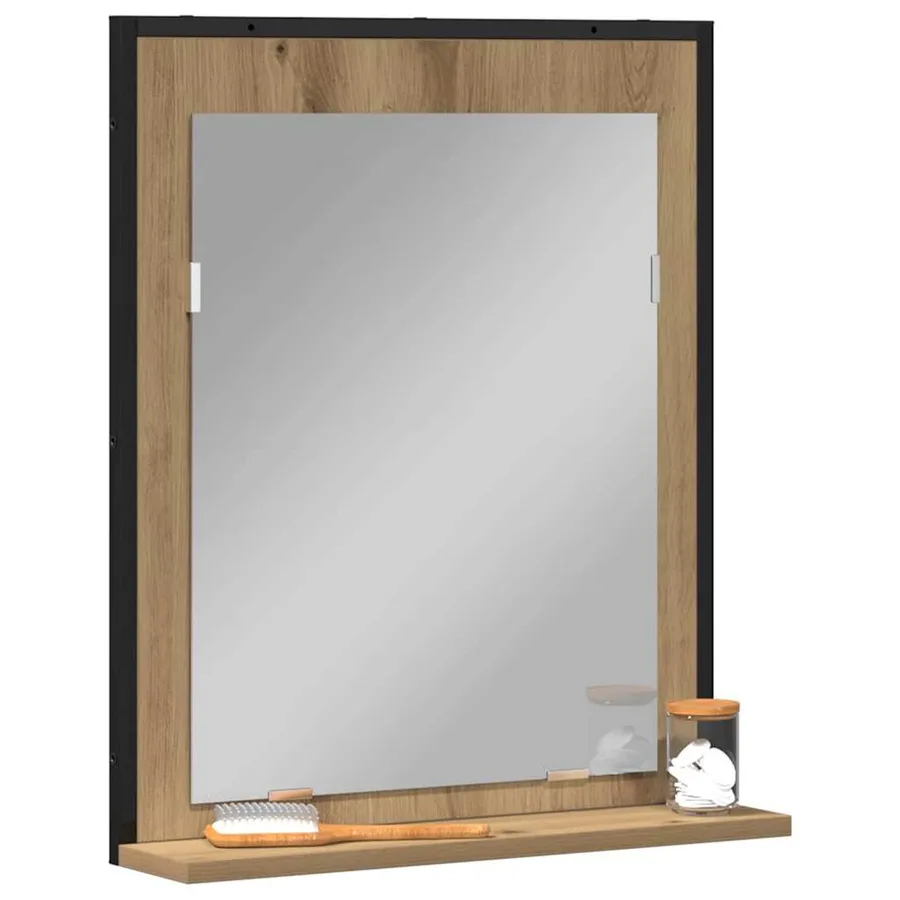Miroir chêne artisanal 50 x 12 x 60 cm Verre et Bois Ingénierie - 3