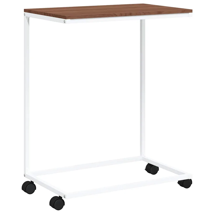 Table d'appoint avec roues Blanc 55x35x70 cm Bois d'ingénierie - 2