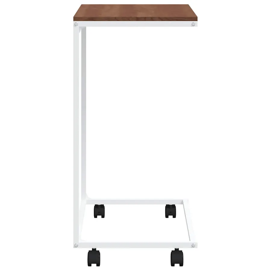 Table d'appoint avec roues Blanc 55x35x70 cm Bois d'ingénierie - 5