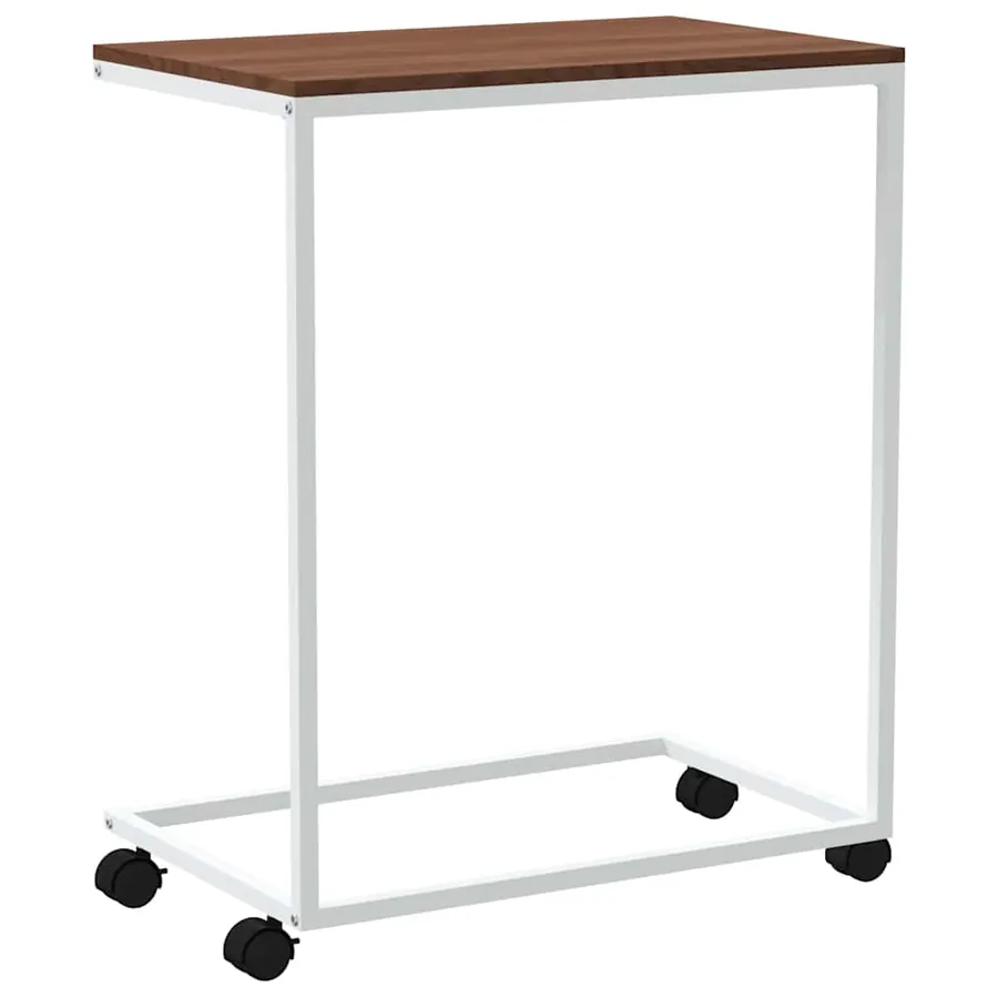 Table d'appoint avec roues Blanc 55x35x70 cm Bois d'ingénierie - 6