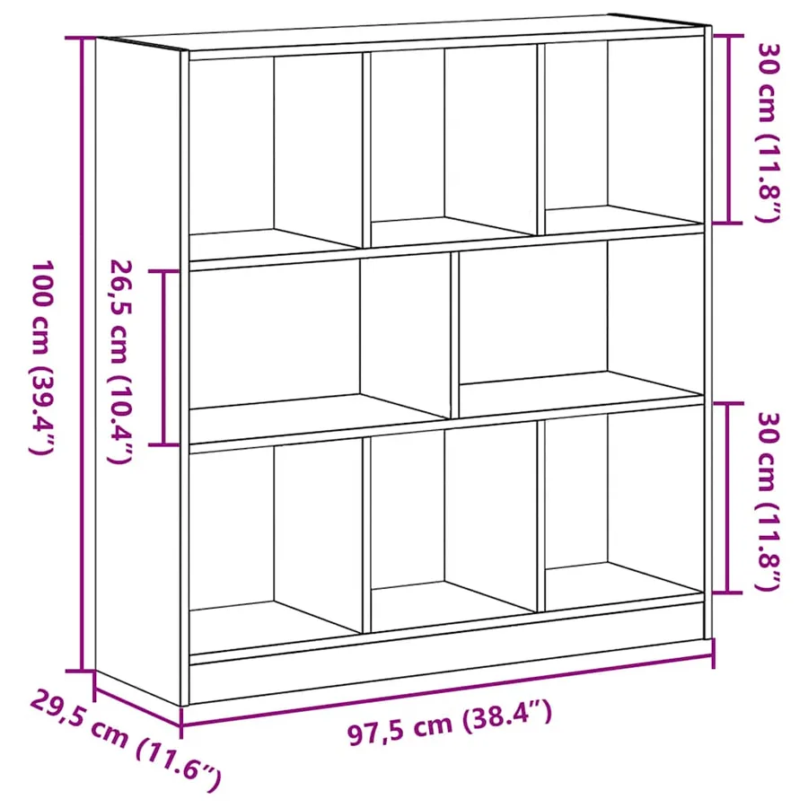 Bibliothèque chêne noir 97,5x29,5x100 cm bois d'ingénierie - 9