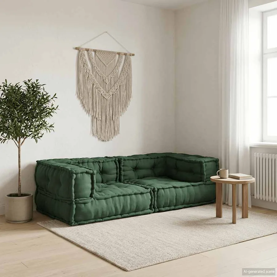 Canapé modulaire 2 places vert 140x70x36 tissu