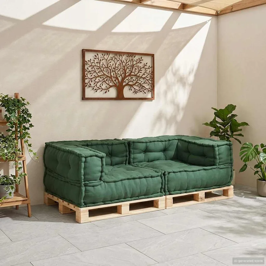 Canapé modulaire 2 places vert 140x70x36 tissu - 3