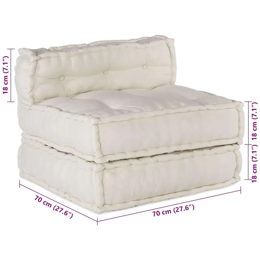 Canapé modulaire crème 70x70x54 tissu - 14