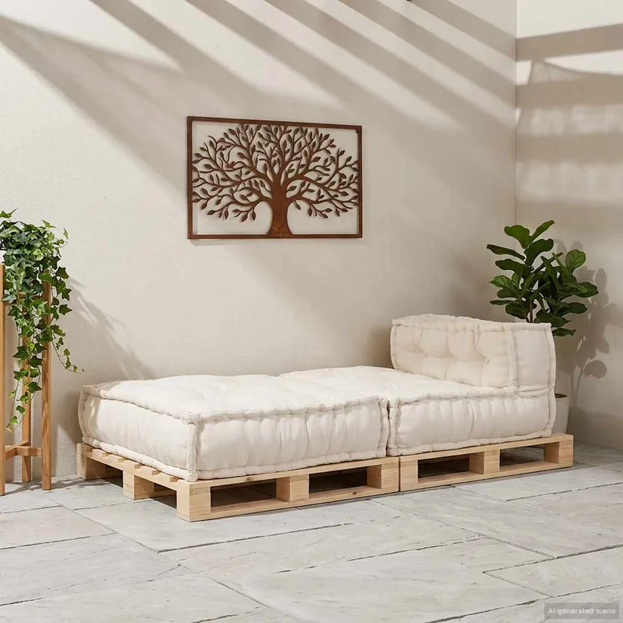 Canapé modulaire crème 70x70x54 tissu - 3