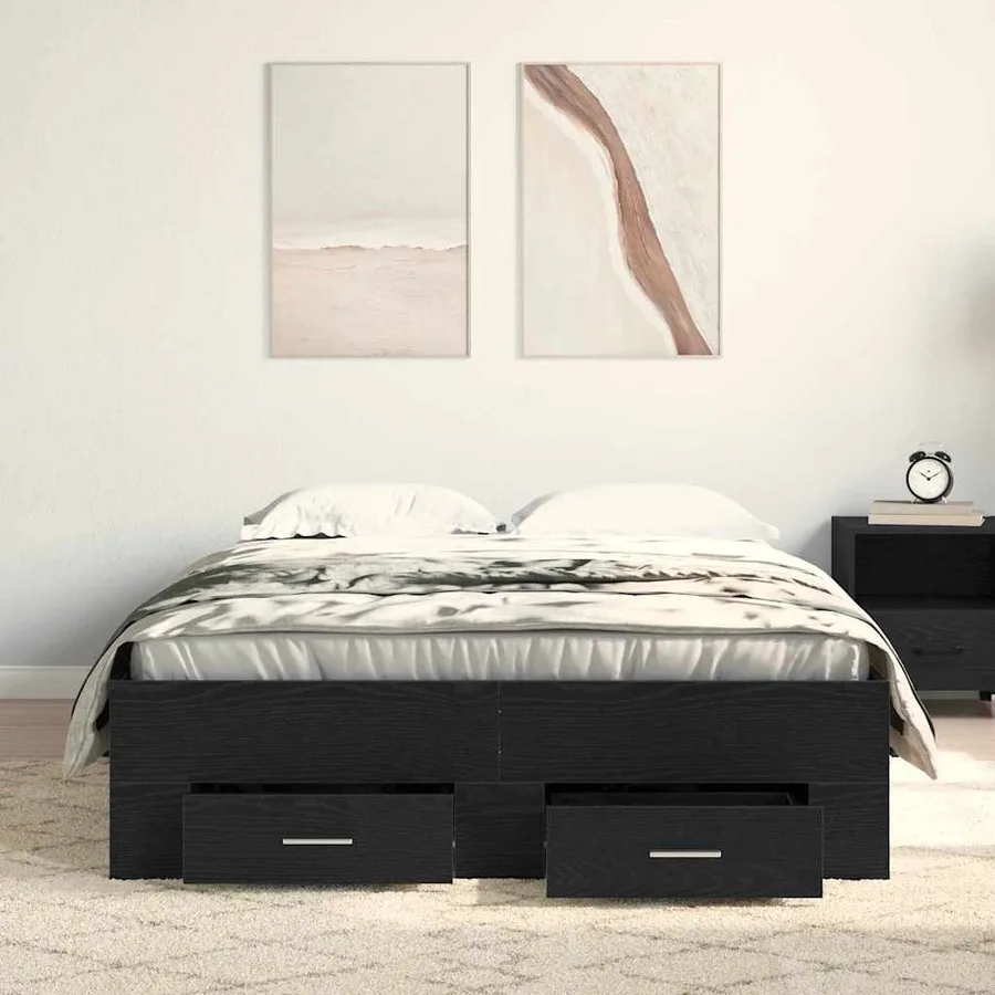 Cadre de lit Chêne noir 120 x 200 cm Bois d'ingénierie - 3