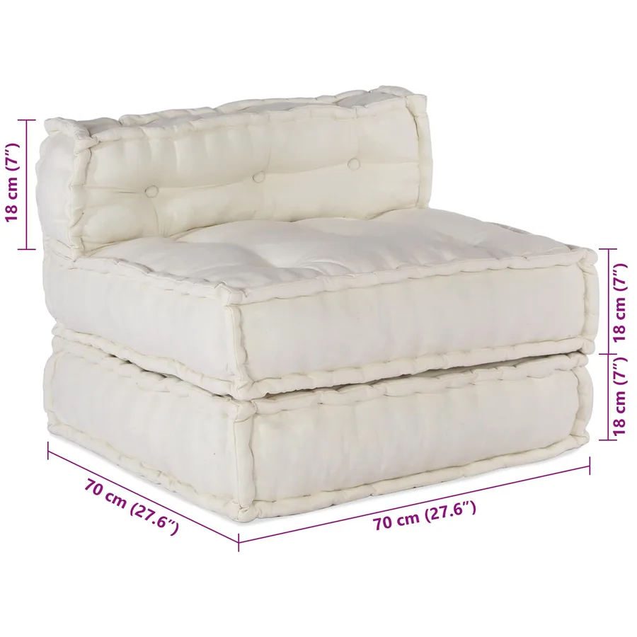 Unité de canapé modulaire 3 pcs Crème Tissu - 11