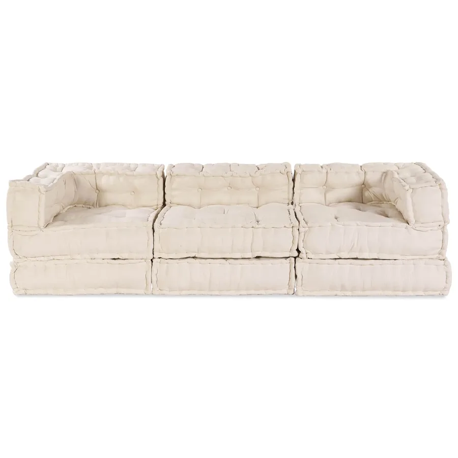 Unité de canapé modulaire 3 pcs Crème Tissu - 6