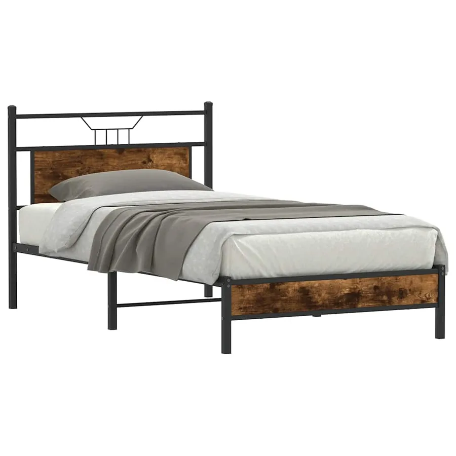 Cadre de lit sans matelas chêne fumé 107x203 cm bois ingénierie - 3
