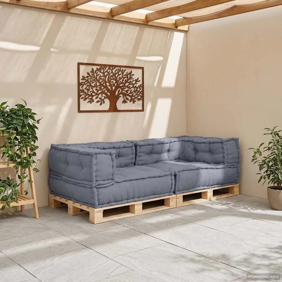 Unité de canapé modulaire 3 pcs Gris 140 x 70 x 36 cm Tissu - 3