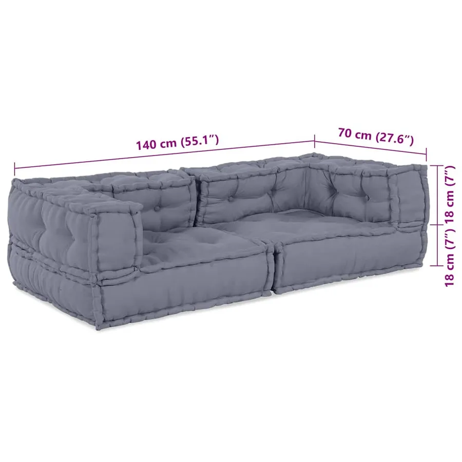 Unité de canapé modulaire 3 pcs Gris 140 x 70 x 36 cm Tissu - 8