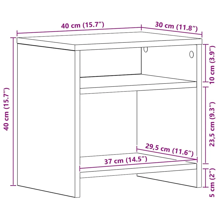 Tables de chevet 2pcs chêne noir 40x30x40cm bois d'ingénierie - 11