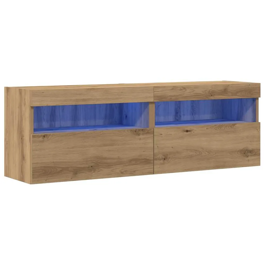 Meuble TV mural 2 pcs chêne artisanal Bois d'ingénierie - 2