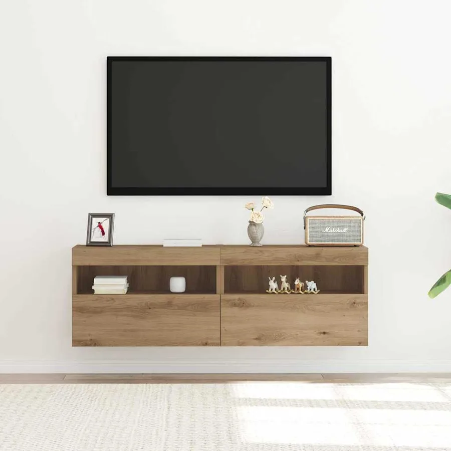 Meuble TV mural 2 pcs chêne artisanal Bois d'ingénierie - 5