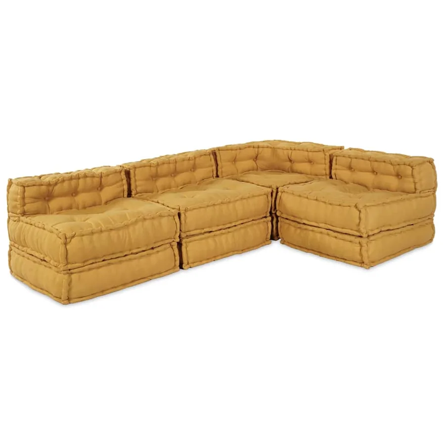 Unité de canapé modulaire 4 pcs Jaune Tissu