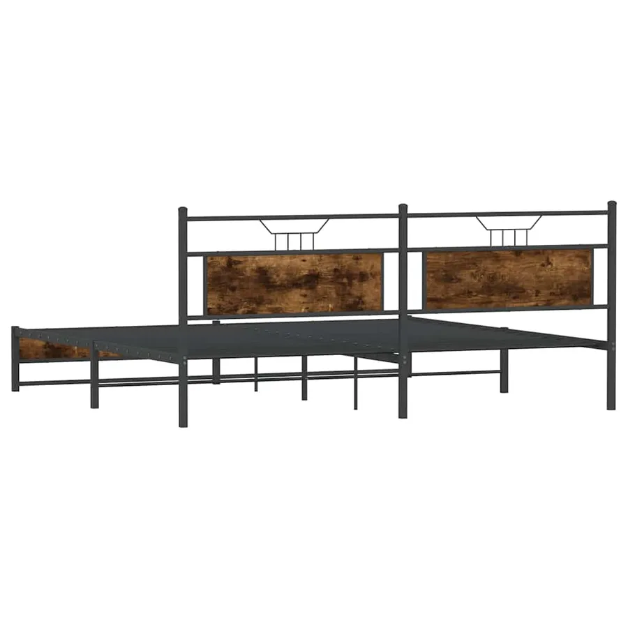 Cadre de lit en métal sans matelas chêne fumé 200x200 cm - 8