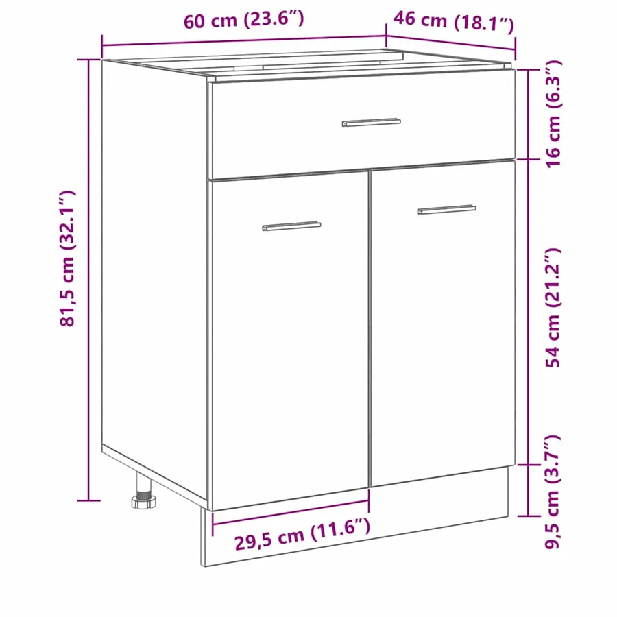 Armoire suspendue avec tiroir Chêne noir 60 x 46 x 81,5 cm - 13
