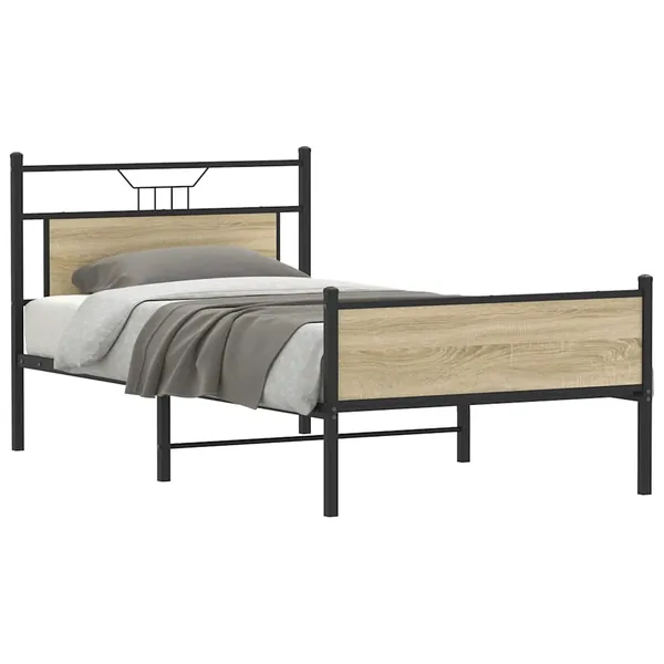 Cadre de lit sans matelas chêne sonoma 107x203 cm