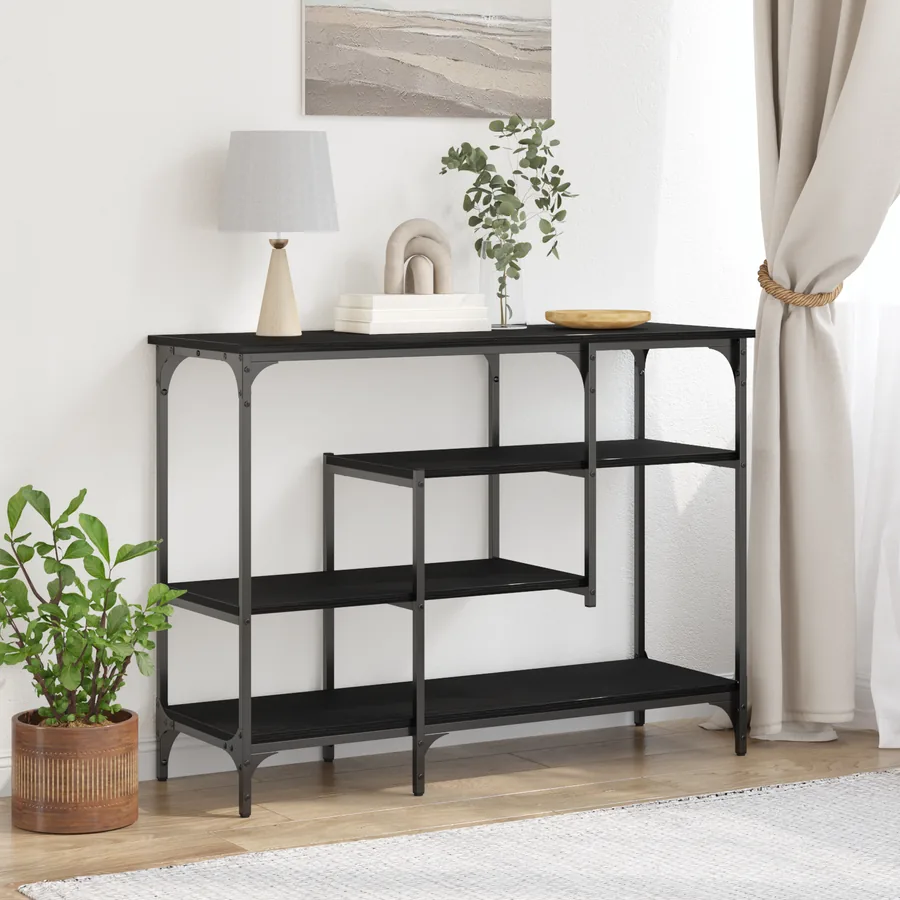 Table Console avec étagère Chêne noir 100 x 35 x 75 cm