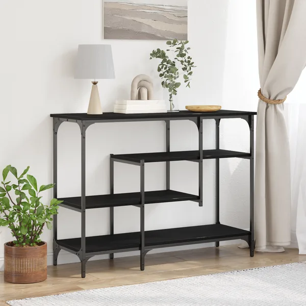 Table Console avec étagère Chêne noir 100 x 35 x 75 cm