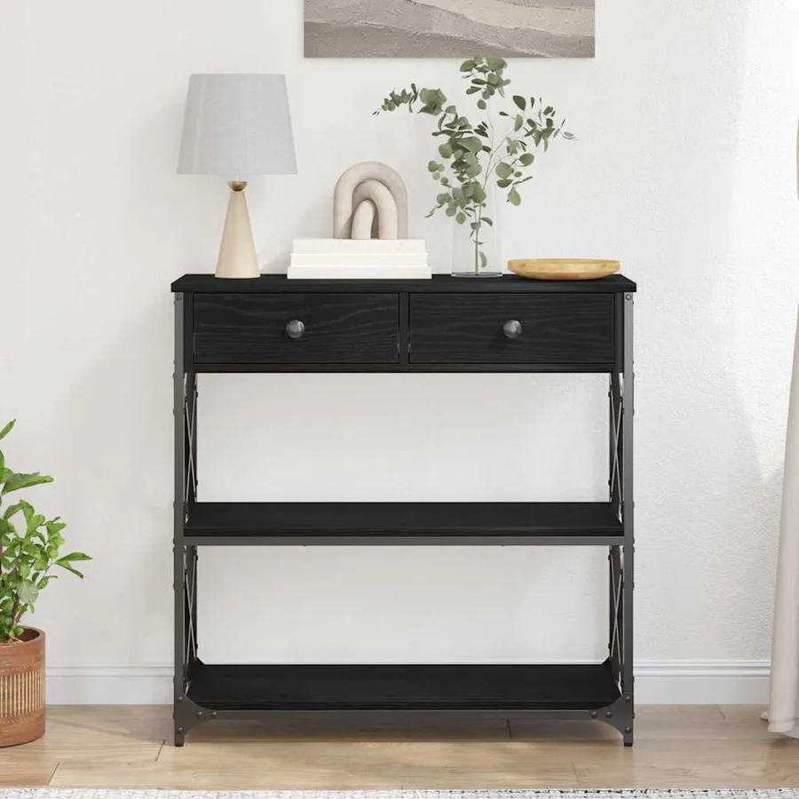 Table Console avec tiroir Chêne noir 75 x 28 x 75 cm - 3