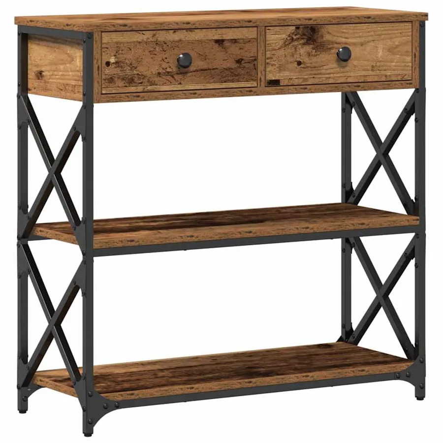 Table Console avec tiroir Bois ancien 75 x 28 x 75 cm - 2
