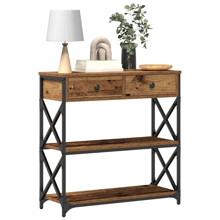 Table Console avec tiroir Bois ancien 75 x 28 x 75 cm - 3