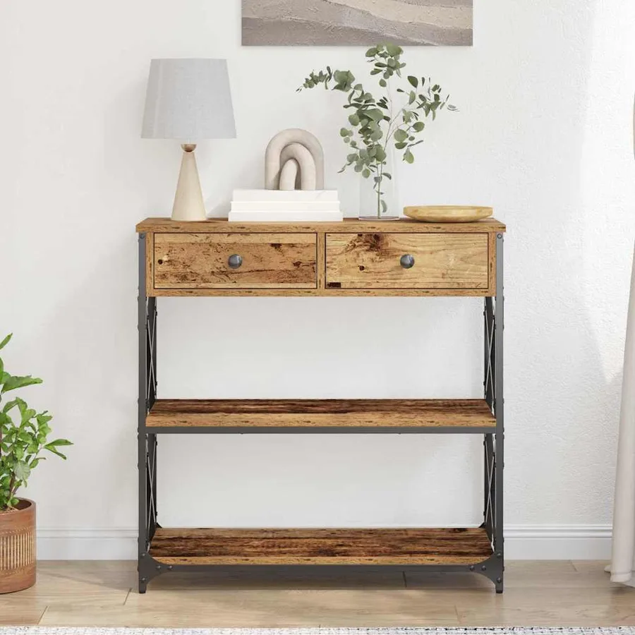 Table Console avec tiroir Bois ancien 75 x 28 x 75 cm - 4