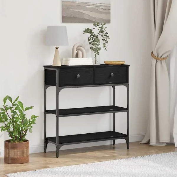 Table console Chêne noir 72,5 x 25 x 75 cm Bois d'ingénierie