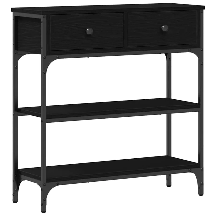 Table console Chêne noir 72,5 x 25 x 75 cm Bois d'ingénierie - 2