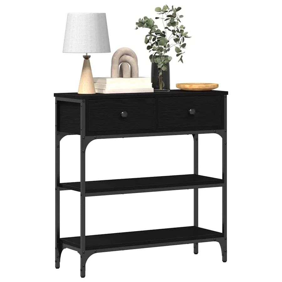 Table console Chêne noir 72,5 x 25 x 75 cm Bois d'ingénierie - 3