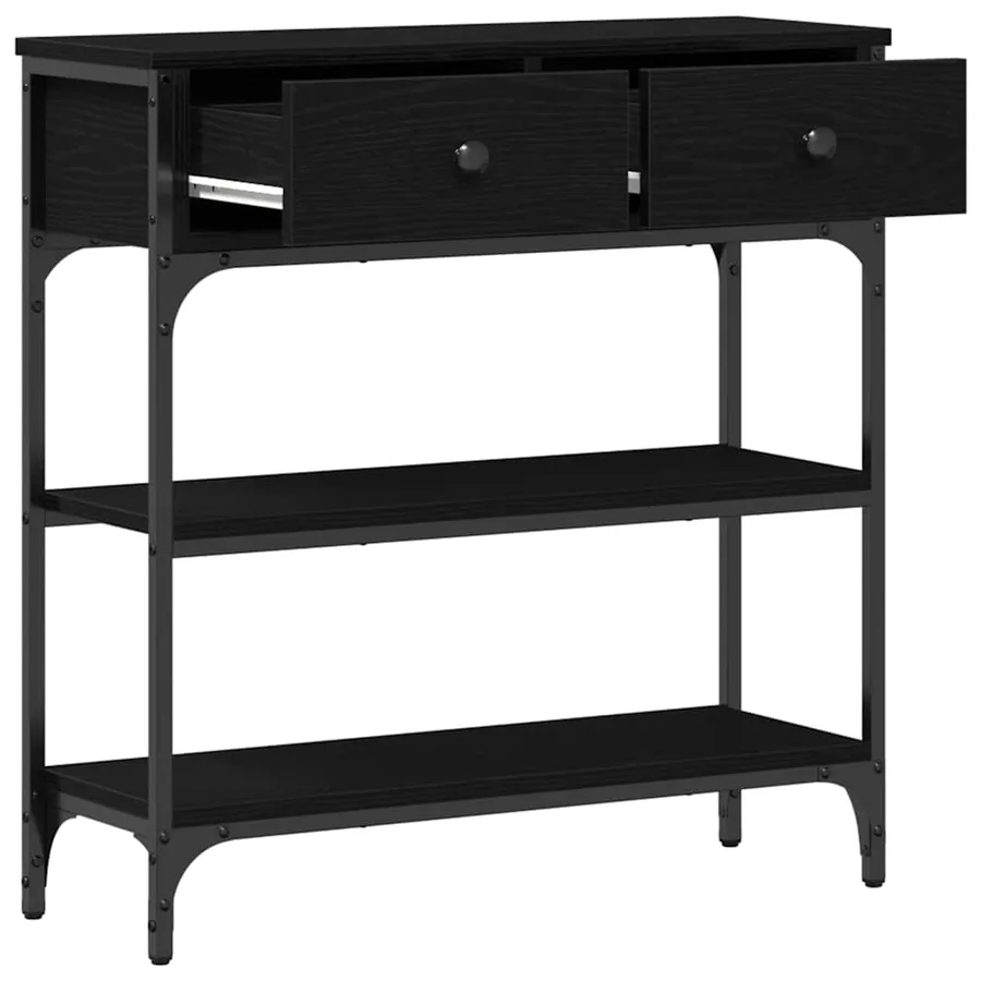 Table console Chêne noir 72,5 x 25 x 75 cm Bois d'ingénierie - 5