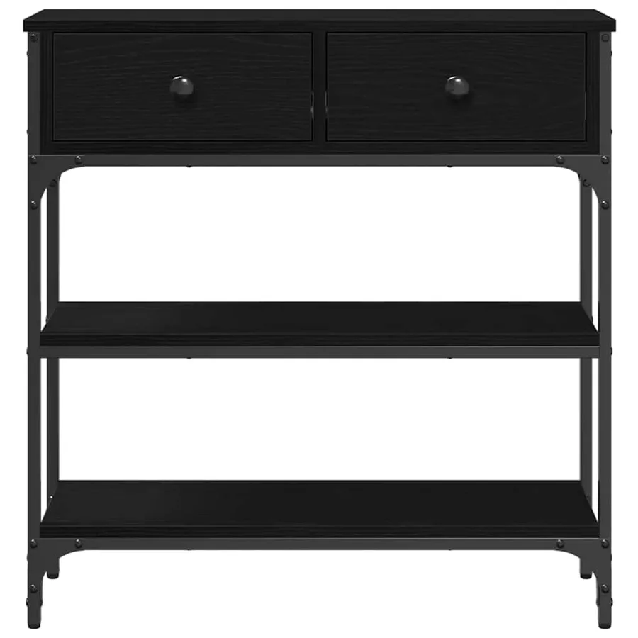 Table console Chêne noir 72,5 x 25 x 75 cm Bois d'ingénierie - 6
