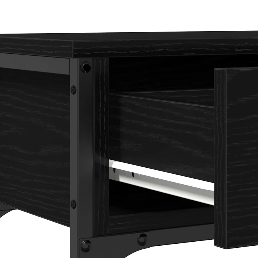 Table console Chêne noir 72,5 x 25 x 75 cm Bois d'ingénierie - 9