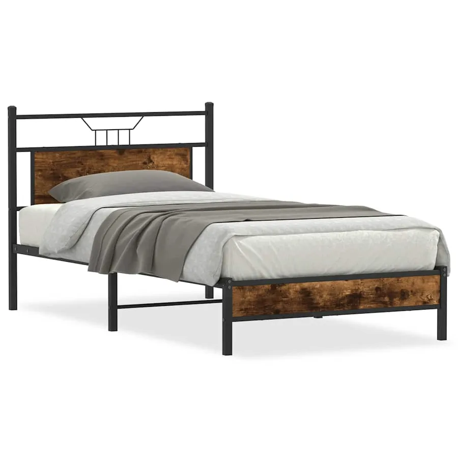 Cadre de lit sans matelas chêne fumé 100x190 cm bois ingénierie - 2