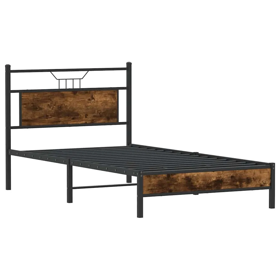 Cadre de lit sans matelas chêne fumé 100x190 cm bois ingénierie - 5