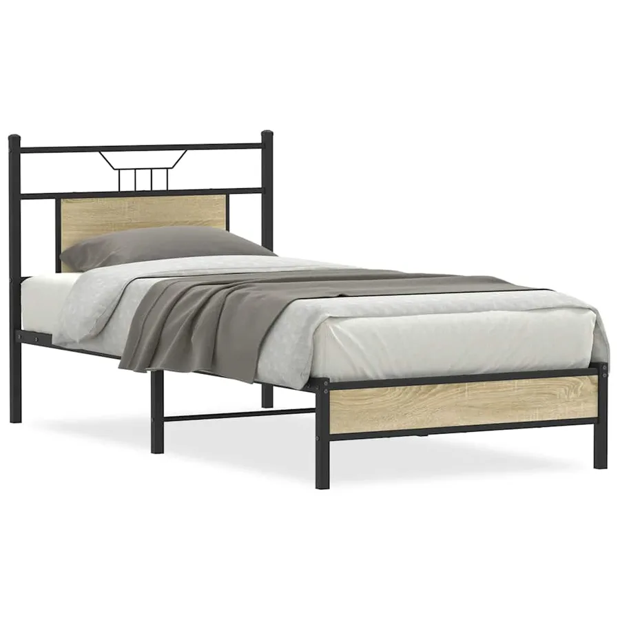 Cadre de lit sans matelas chêne sonoma 90x190 cm - 2