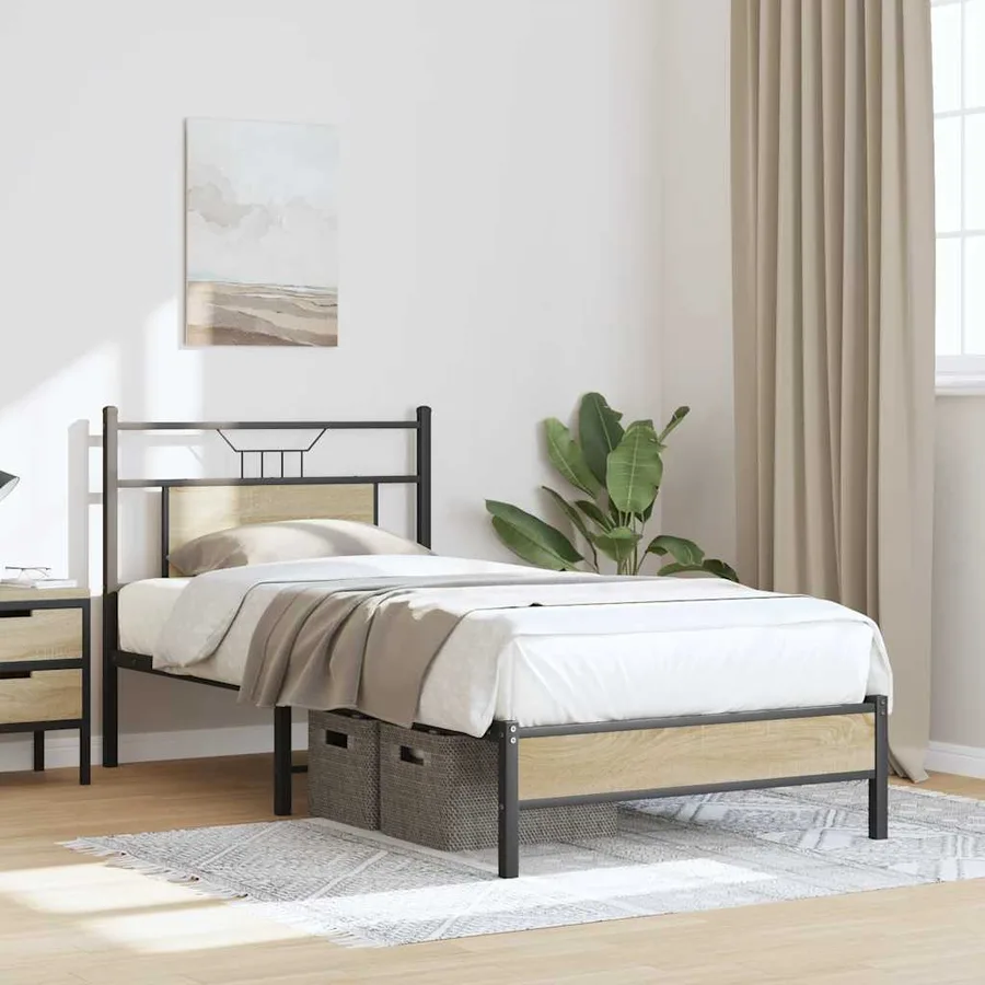 Cadre de lit sans matelas chêne sonoma 90x190 cm - 4