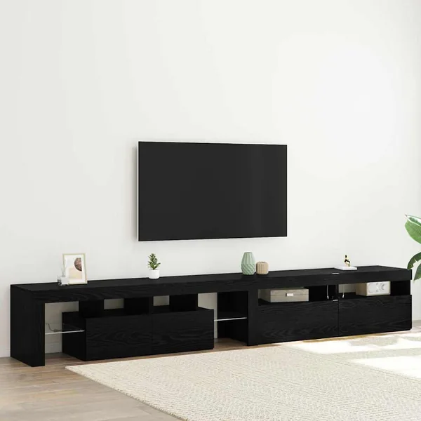 Meuble TV 3 pcs Chêne noir 260 x 37 x 40 cm Bois d'ingénierie